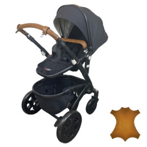 Joolz Geo stroller with carrying handle and push handle, genuine leather cover