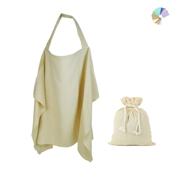 Nursing Cover with a bow to wear around your neck in beige and a little storage bag