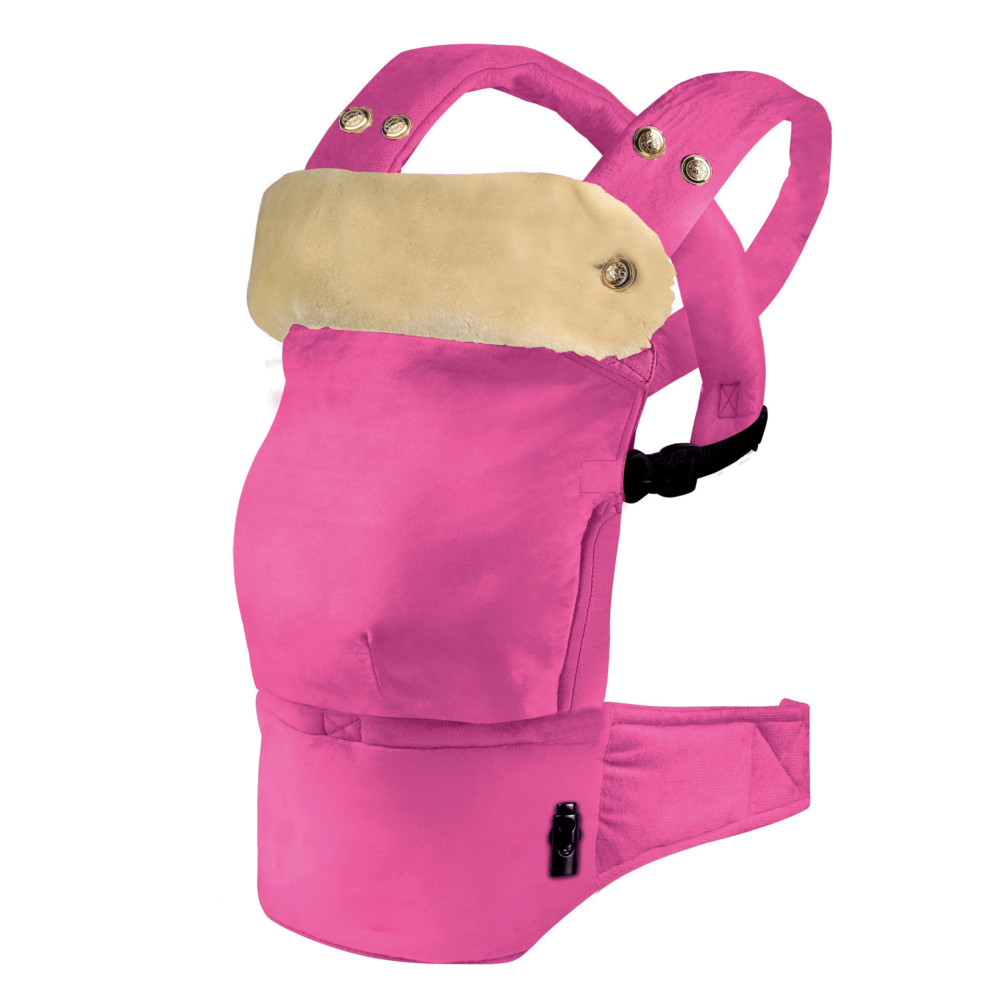 Donker Roze draagzak van fluweel met een bontje