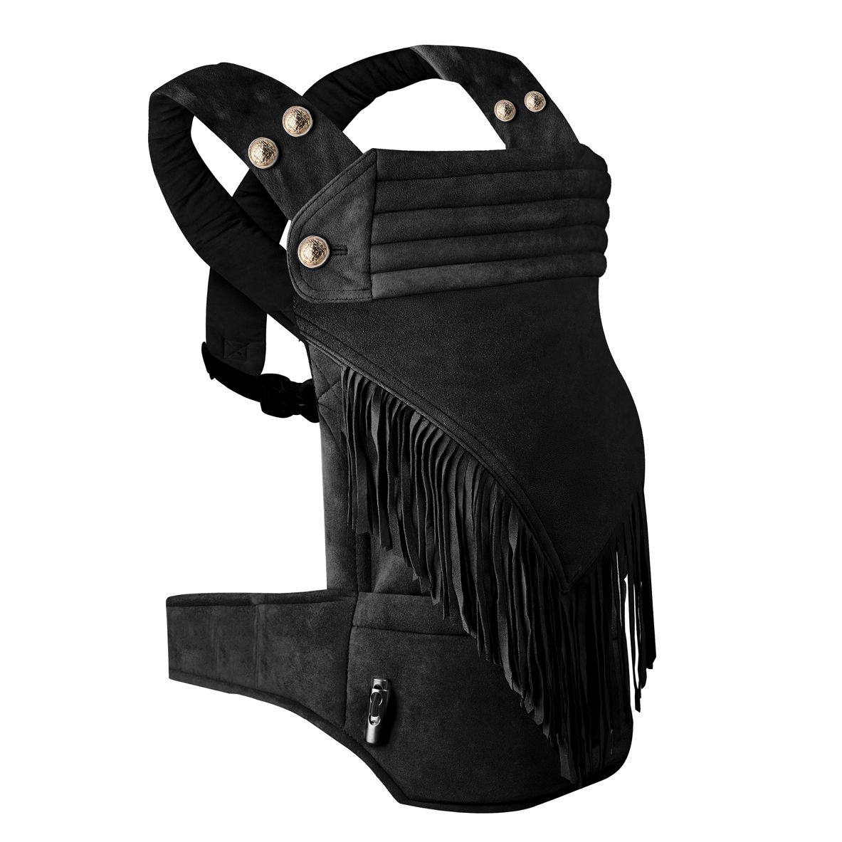 Baby Carrier Suède with Fringe – black detail
