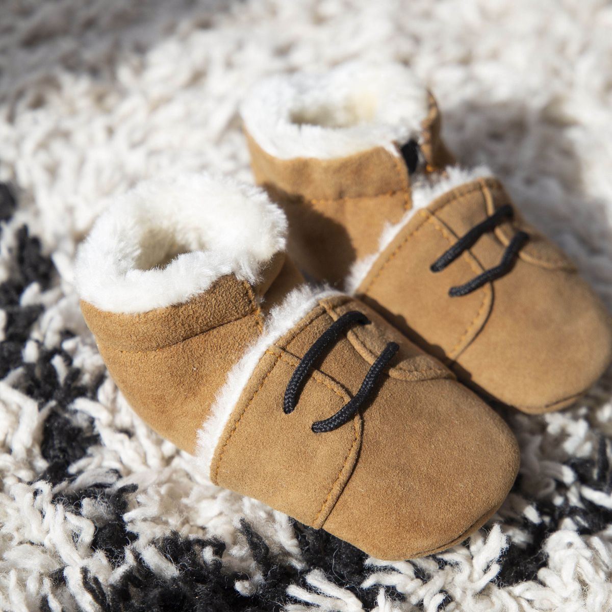Suede Baby Shoes – cognac