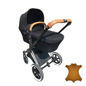 Cybex Priam Upholstery Set: Handlebar (2 parts) and Carrybar Covers – leather cover set with zipper