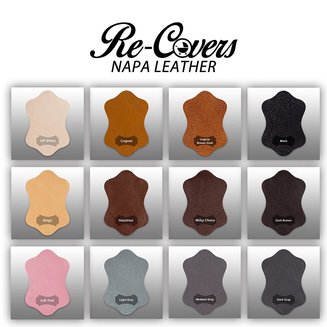 Joolz Geo handlebar and safety bar cover set real leather, leather color swatches
